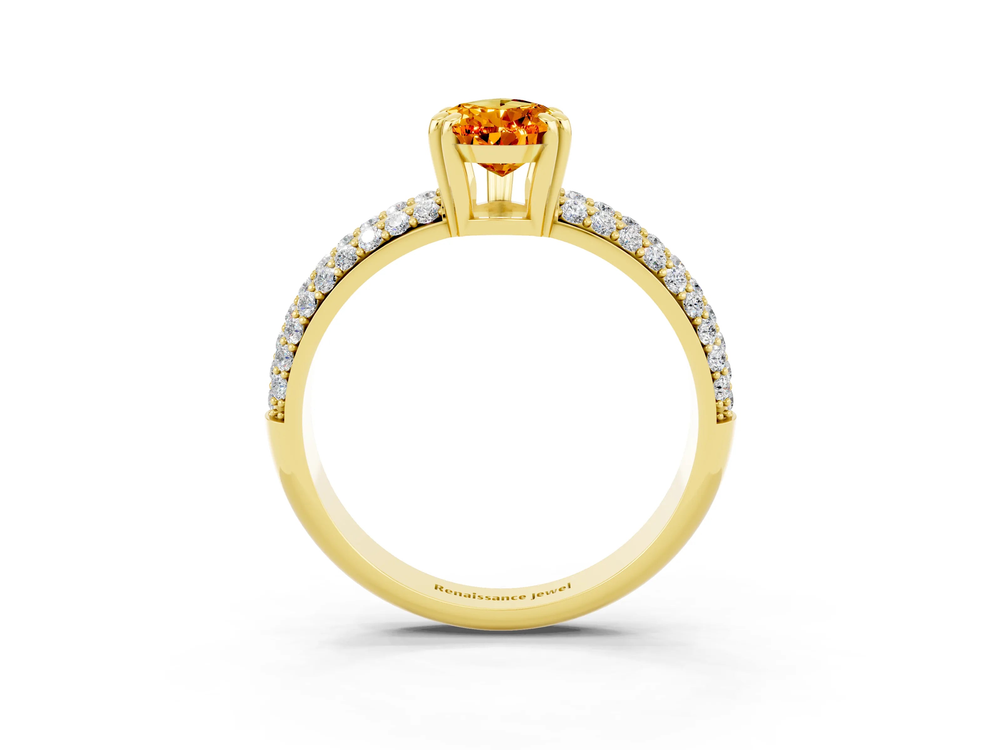 Yellow gold Pear Cut Cut Diamond Milgrain Marquise Band with Prong Setting_3