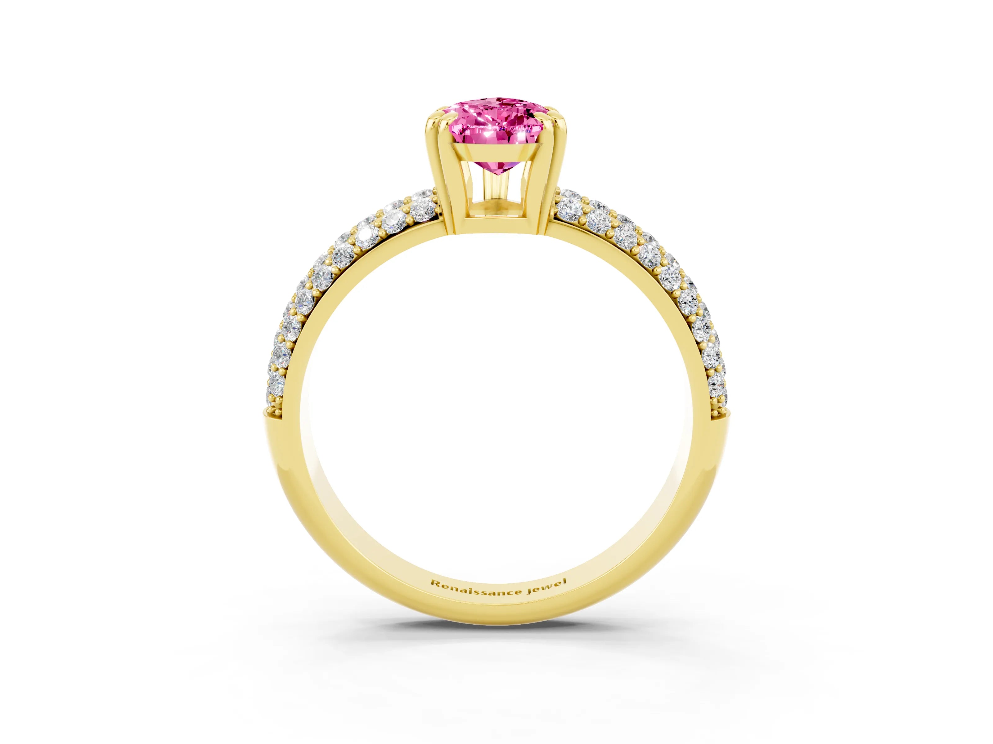 Yellow gold Pear Cut Cut Diamond Milgrain Marquise Band with Prong Setting_3