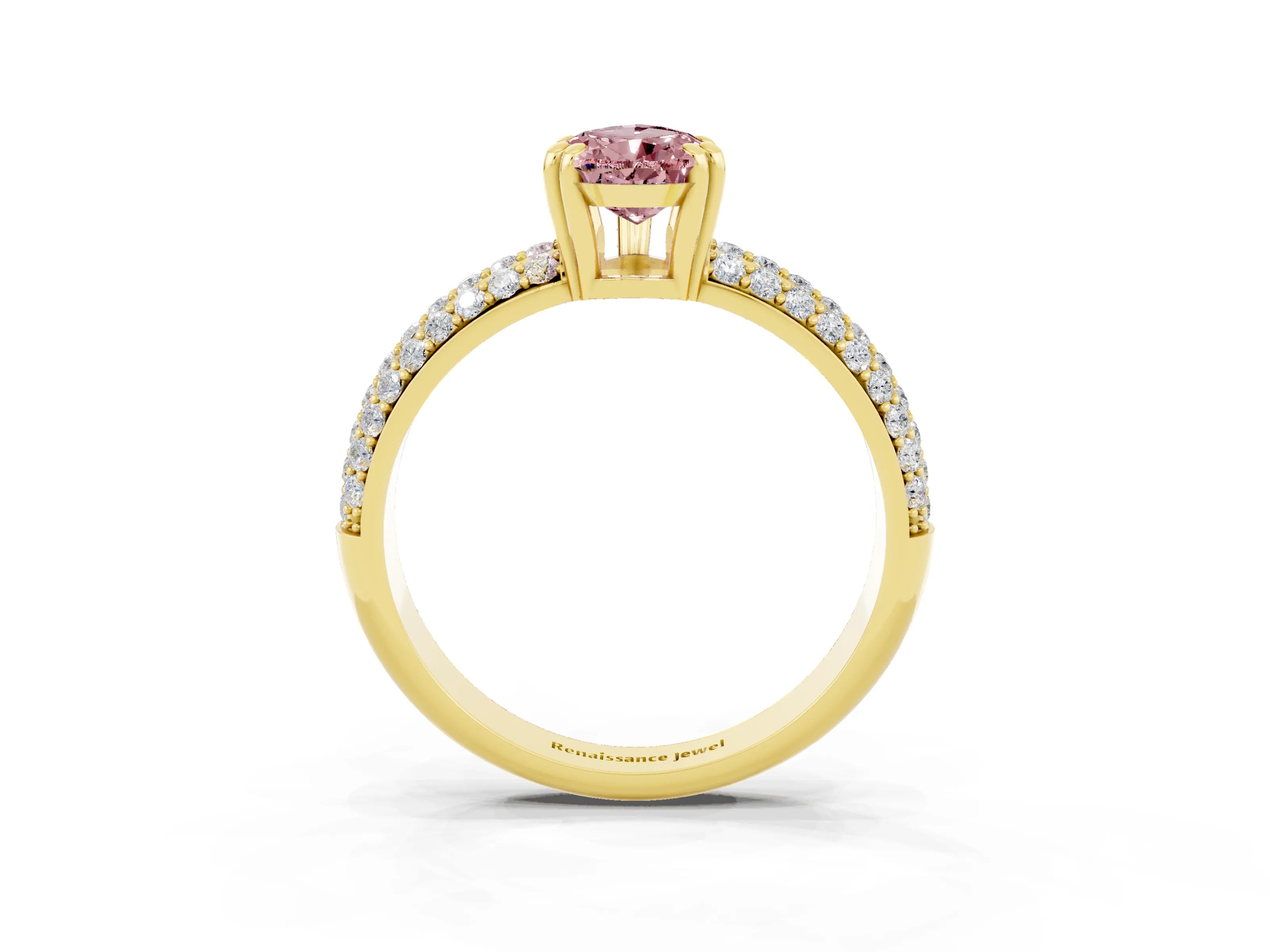 Yellow gold Pear Cut Cut Diamond Milgrain Marquise Band with Prong Setting_3