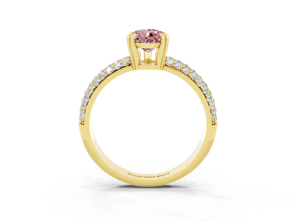 Yellow gold Pear Cut Cut Diamond Milgrain Marquise Band with Prong Setting