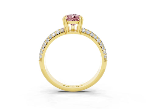 Yellow gold Pear Cut Cut Diamond Milgrain Marquise Band with Prong Setting_3
