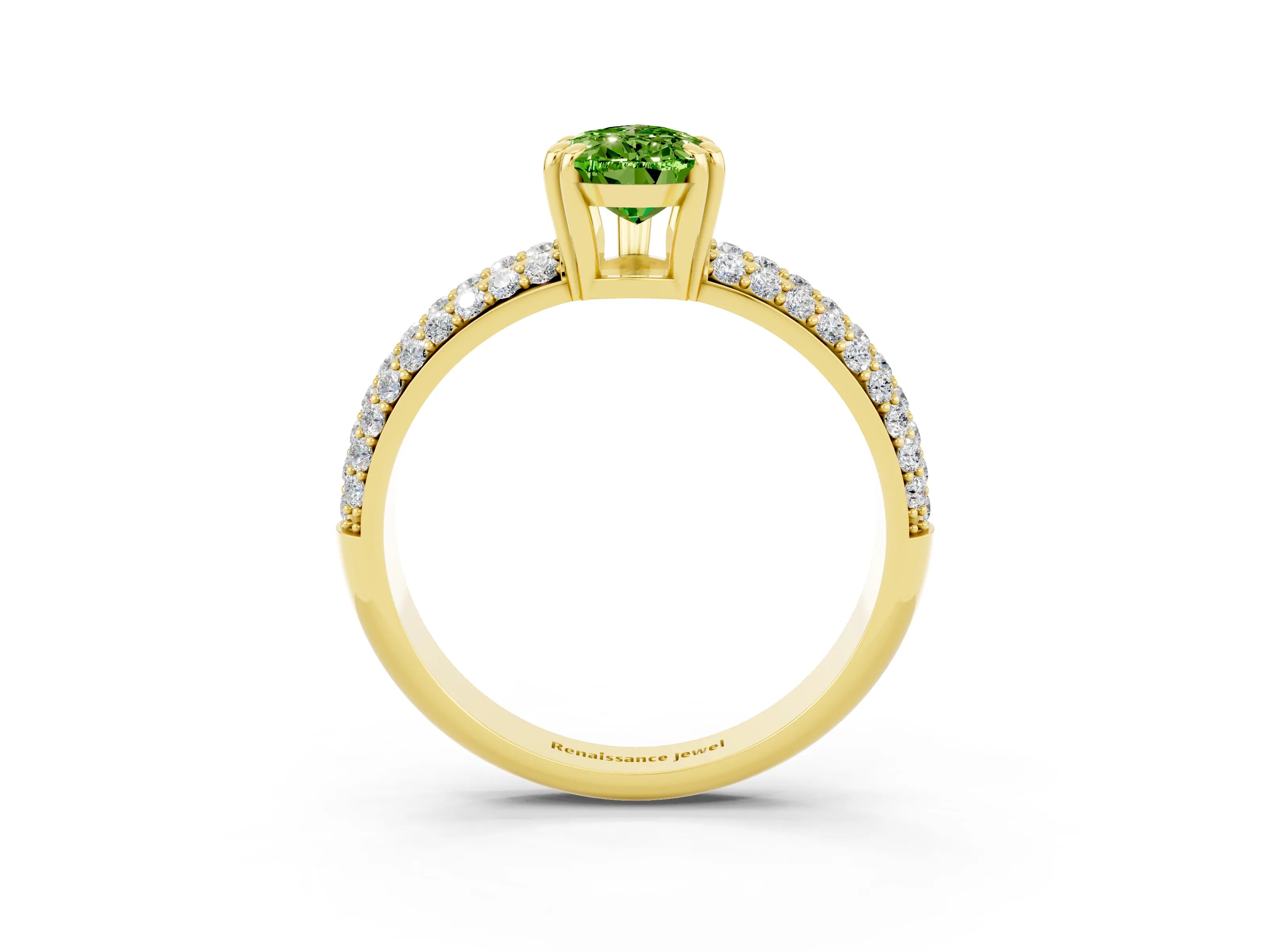 Yellow gold Pear Cut Cut Diamond Milgrain Marquise Band with Prong Setting_3