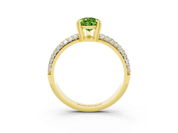 Yellow gold Pear Cut Cut Diamond Milgrain Marquise Band with Prong Setting