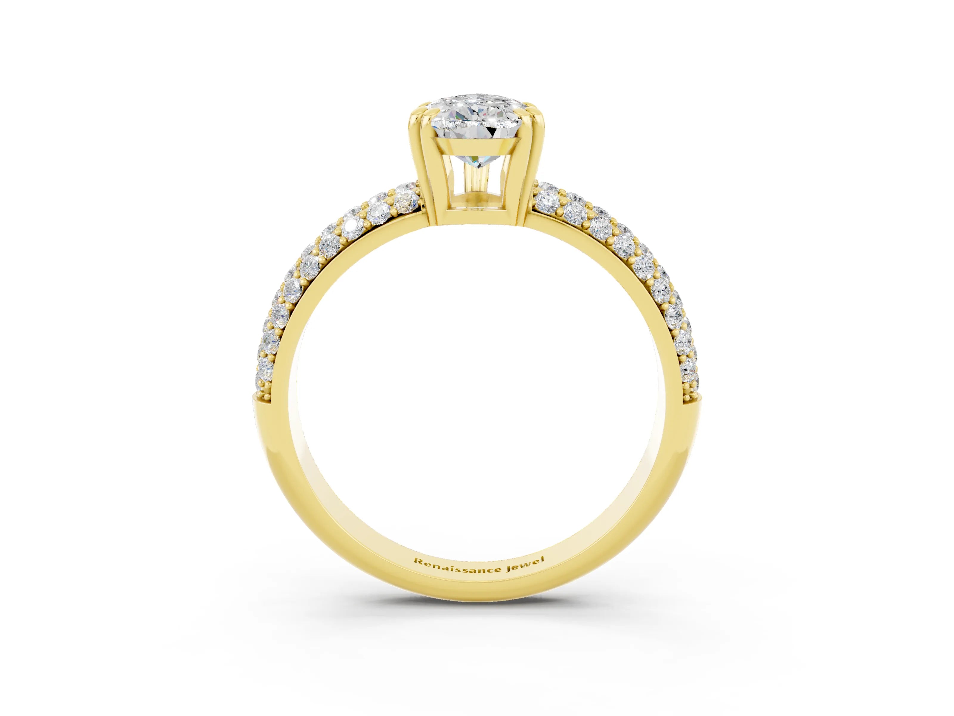 Yellow gold Pear Cut Cut Diamond Milgrain Marquise Band with Prong Setting_3