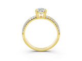 Yellow gold Pear Cut Cut Diamond Milgrain Marquise Band with Prong Setting_3