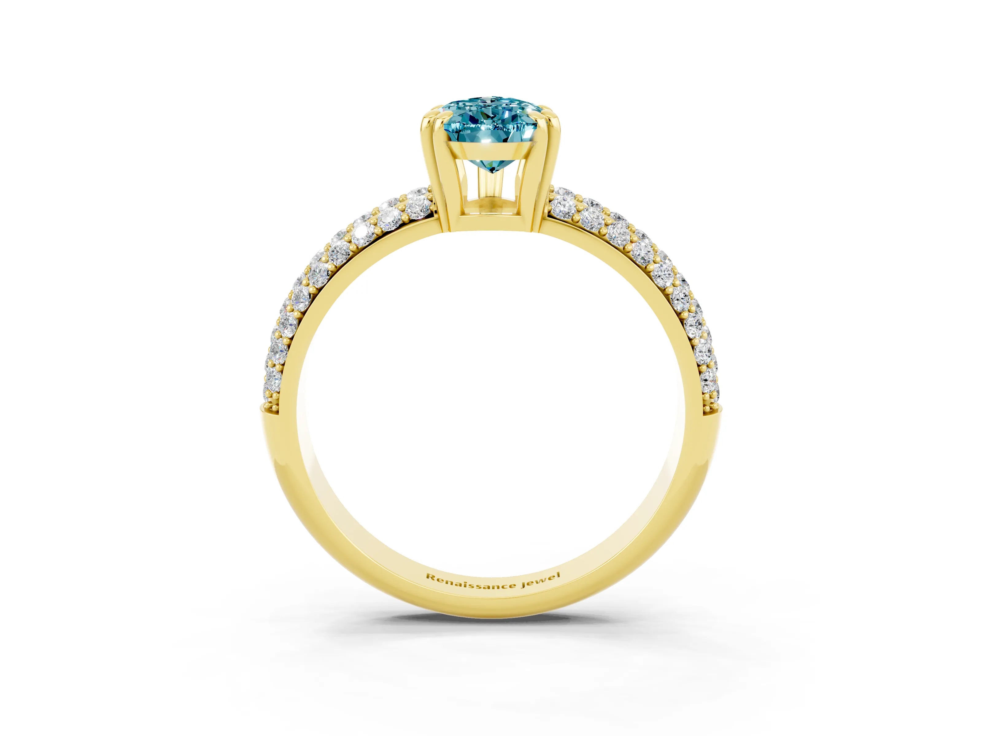 Yellow gold Pear Cut Cut Diamond Milgrain Marquise Band with Prong Setting_3