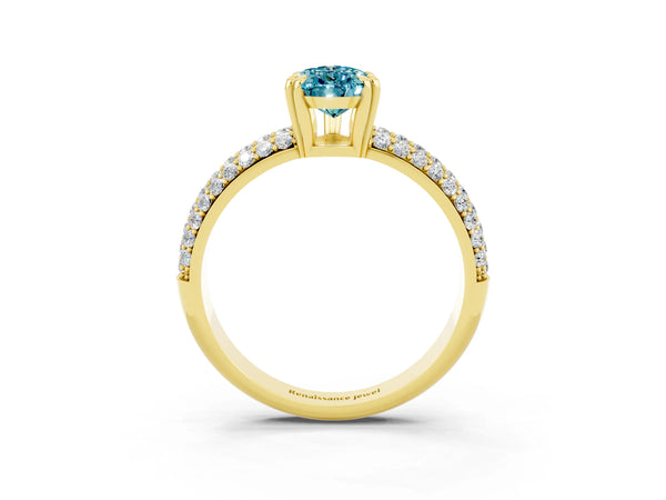Yellow gold Pear Cut Cut Diamond Milgrain Marquise Band with Prong Setting