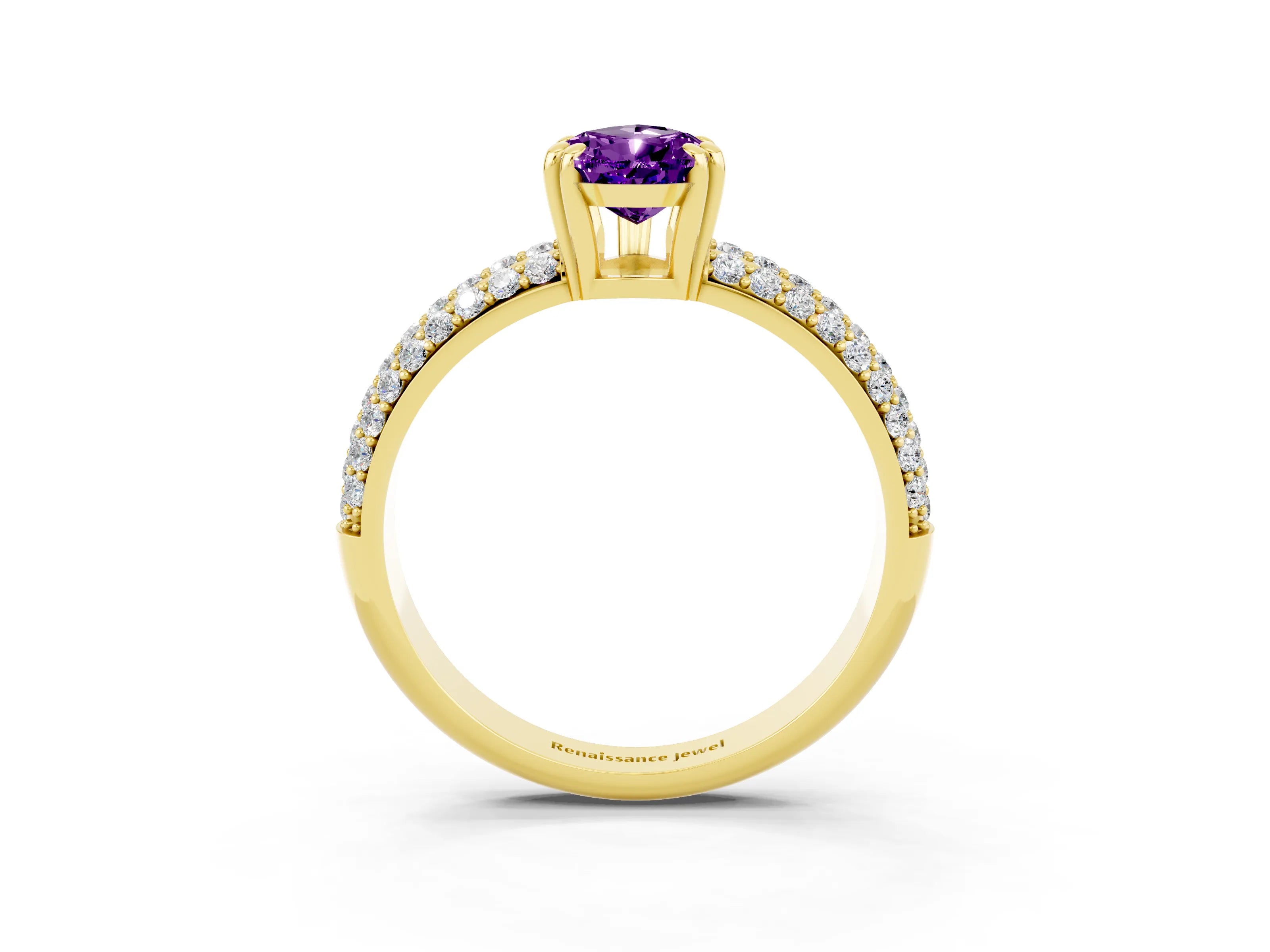Yellow gold Pear Cut Cut Diamond Milgrain Marquise Band with Prong Setting_3