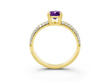 Yellow gold Pear Cut Cut Diamond Milgrain Marquise Band with Prong Setting_3