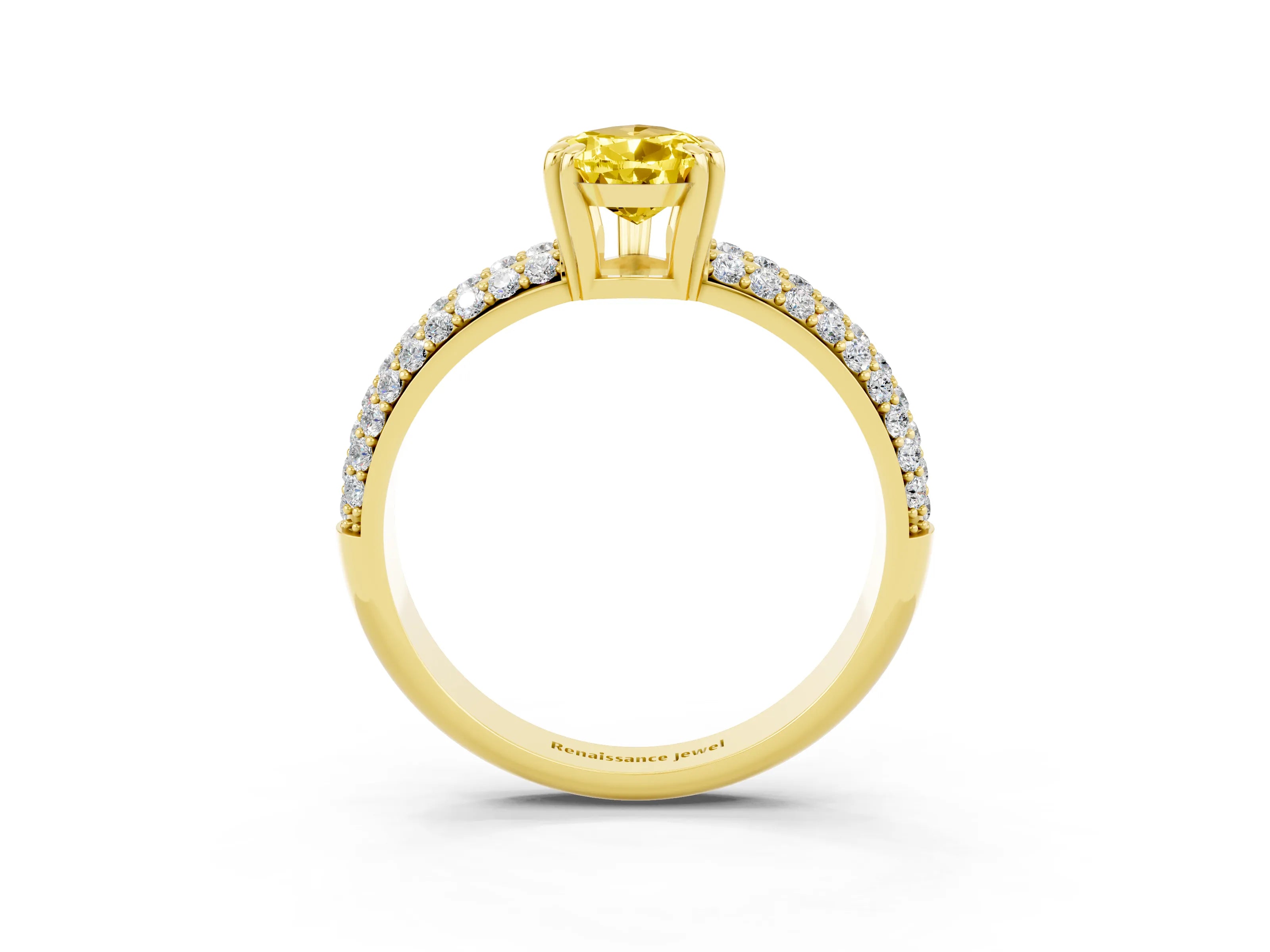 Yellow gold Pear Cut Cut Diamond Milgrain Marquise Band with Prong Setting_3