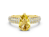 Yellow gold Pear Cut Cut Diamond Milgrain Marquise Band with Prong Setting