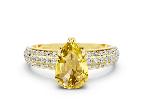 Yellow gold Pear Cut Cut Diamond Milgrain Marquise Band with Prong Setting