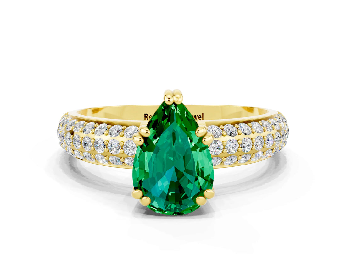 Yellow gold Pear Cut Cut Diamond Milgrain Marquise Band with Prong Setting