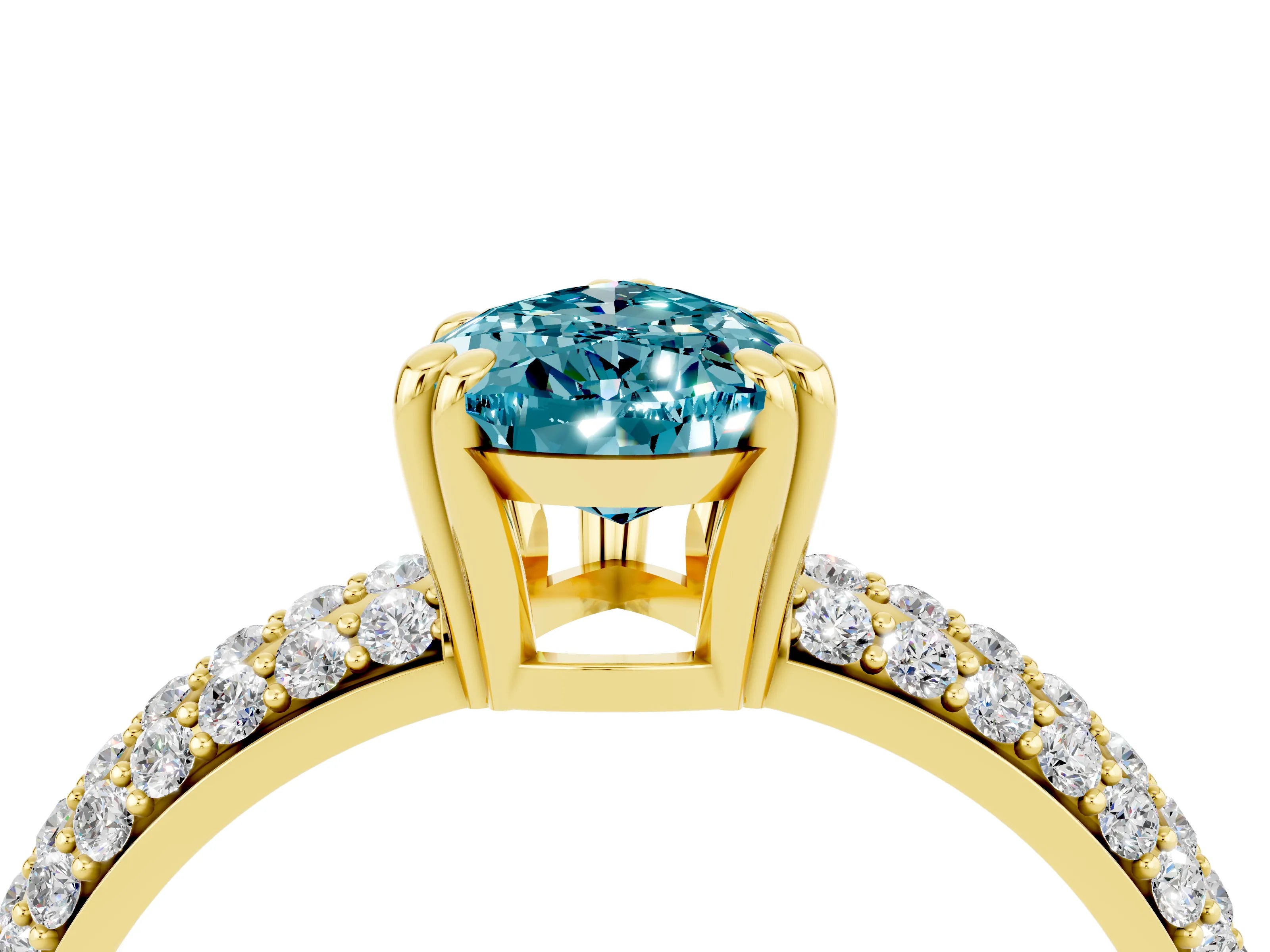 Yellow gold Pear Cut Cut Diamond Milgrain Marquise Band with Prong Setting_4