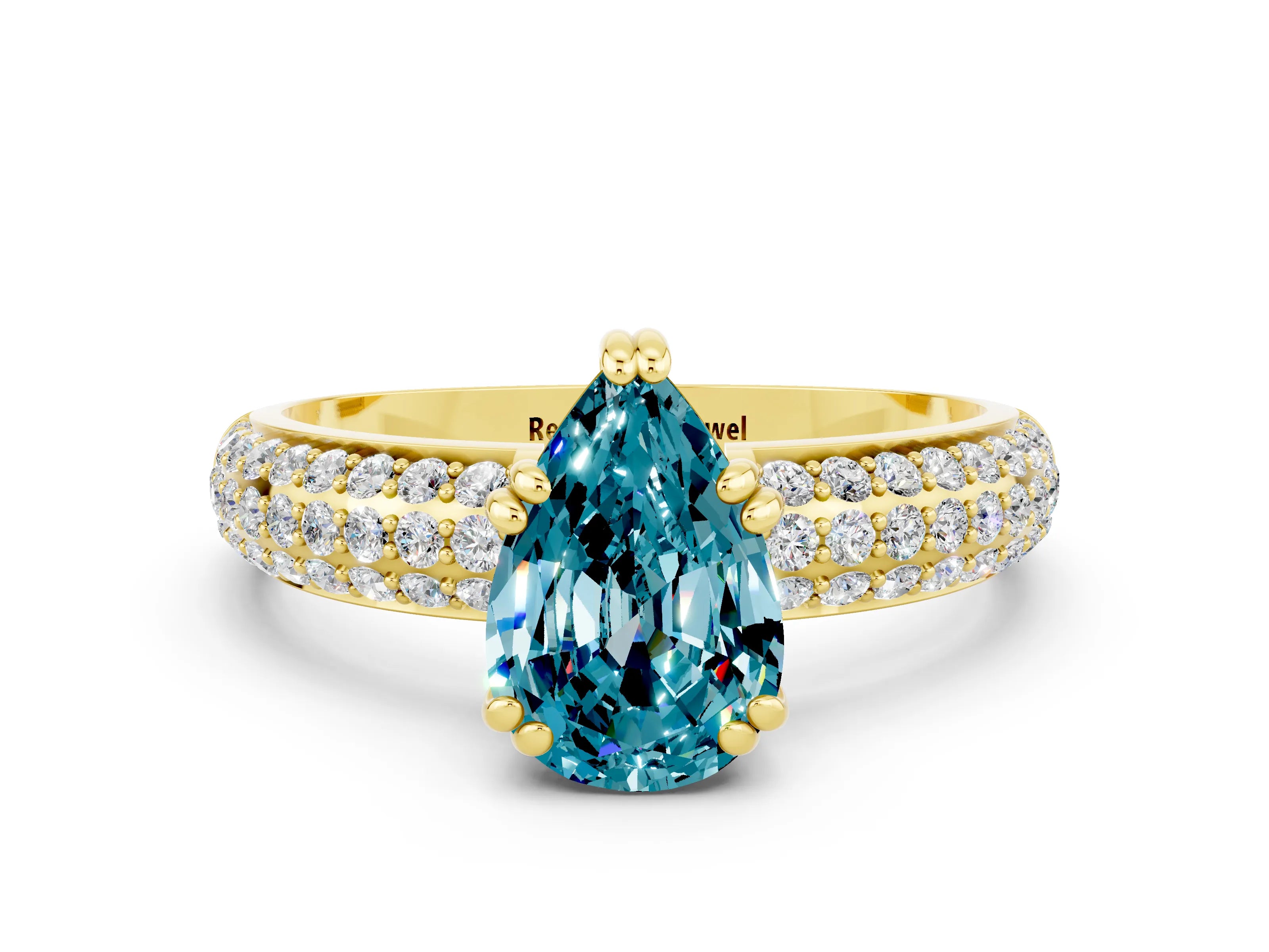 Yellow gold Pear Cut Cut Diamond Milgrain Marquise Band with Prong Setting