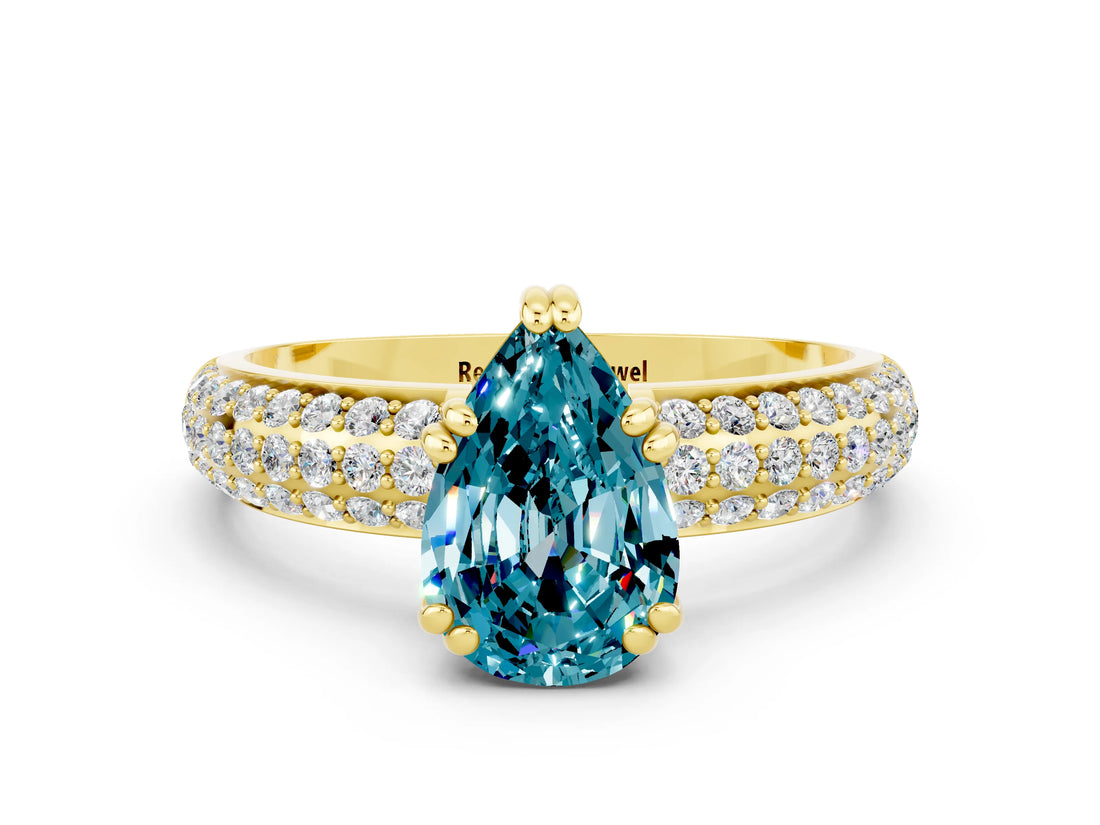Yellow gold Pear Cut Cut Diamond Milgrain Marquise Band with Prong Setting