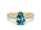 Yellow gold Pear Cut Cut Diamond Milgrain Marquise Band with Prong Setting