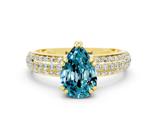 Yellow gold Pear Cut Cut Diamond Milgrain Marquise Band with Prong Setting