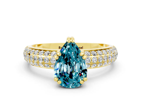 Yellow gold Pear Cut Cut Diamond Milgrain Marquise Band with Prong Setting