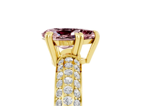 Yellow gold Pear Cut Cut Diamond Milgrain Marquise Band with Prong Setting_5