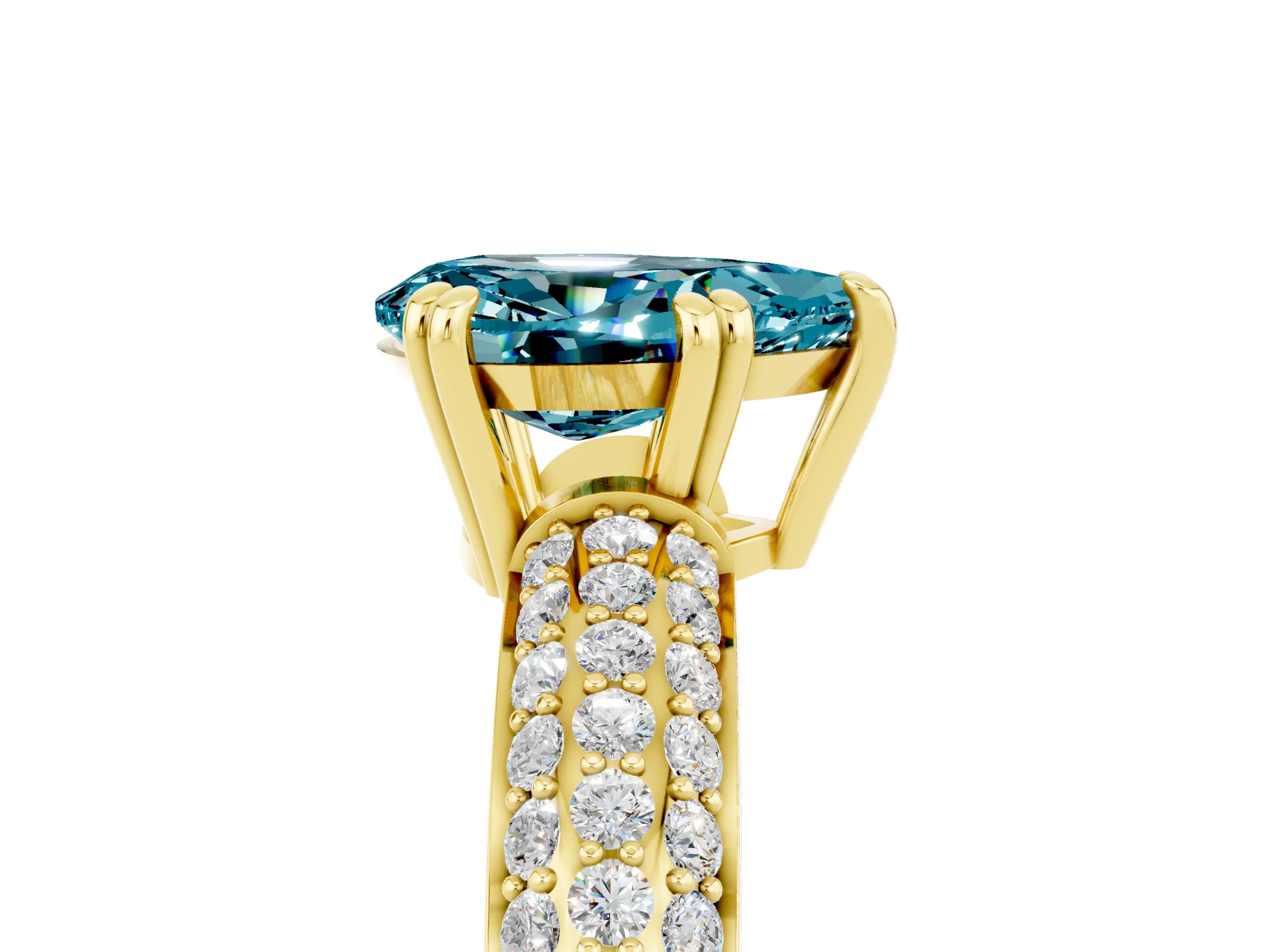Yellow gold Pear Cut Cut Diamond Milgrain Marquise Band with Prong Setting_5
