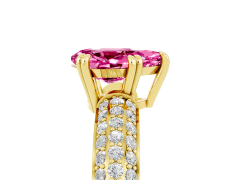 Yellow gold Pear Cut Cut Diamond Milgrain Marquise Band with Prong Setting_5
