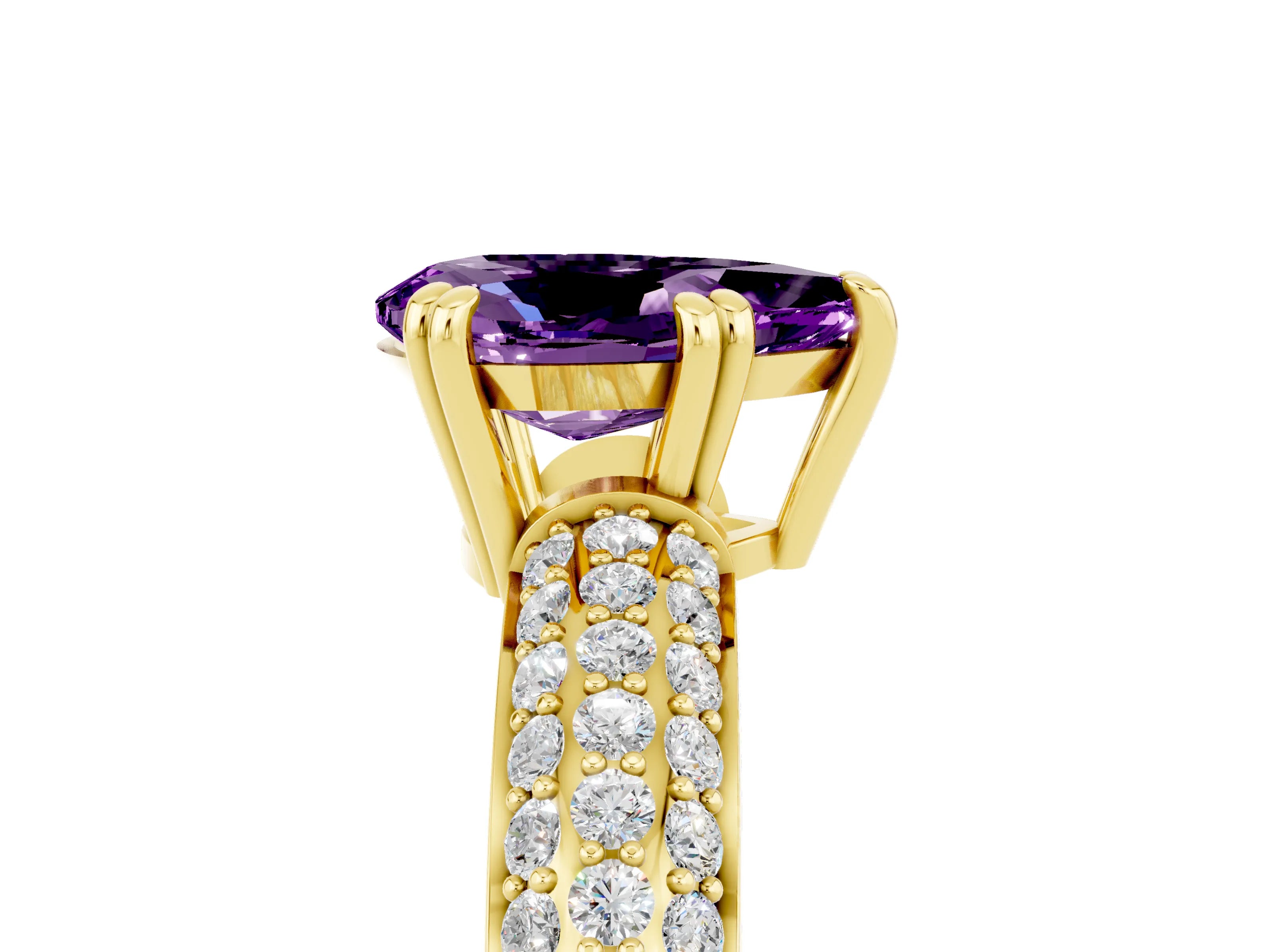 Yellow gold Pear Cut Cut Diamond Milgrain Marquise Band with Prong Setting_5