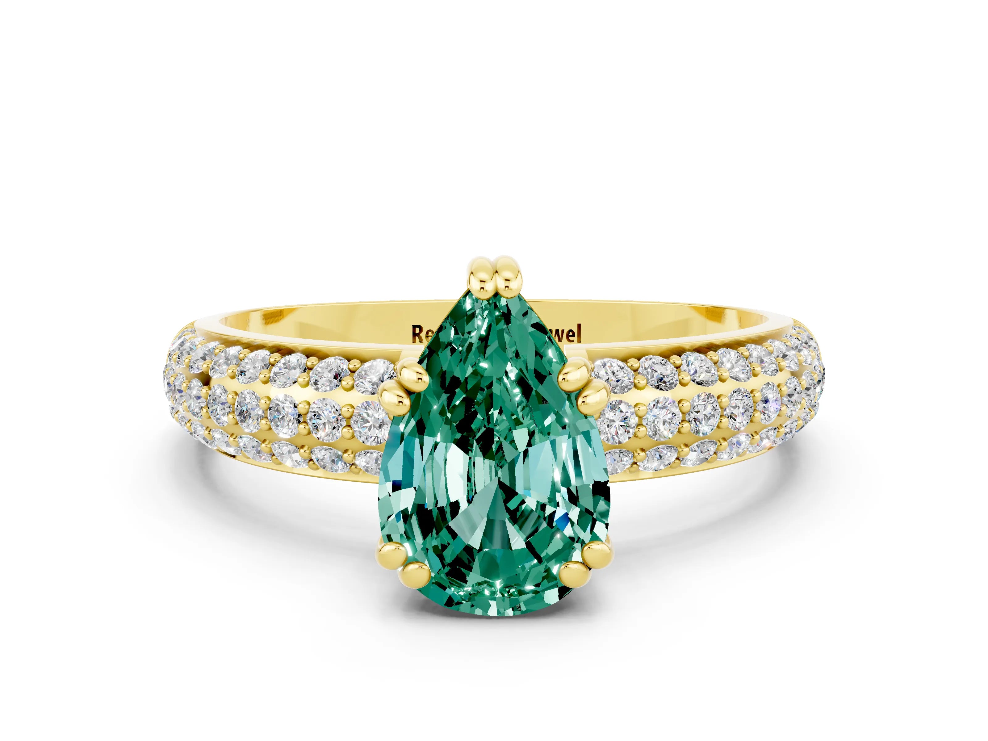Yellow gold Pear Cut Cut Diamond Milgrain Marquise Band with Prong Setting