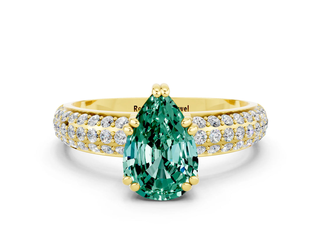 Yellow gold Pear Cut Cut Diamond Milgrain Marquise Band with Prong Setting
