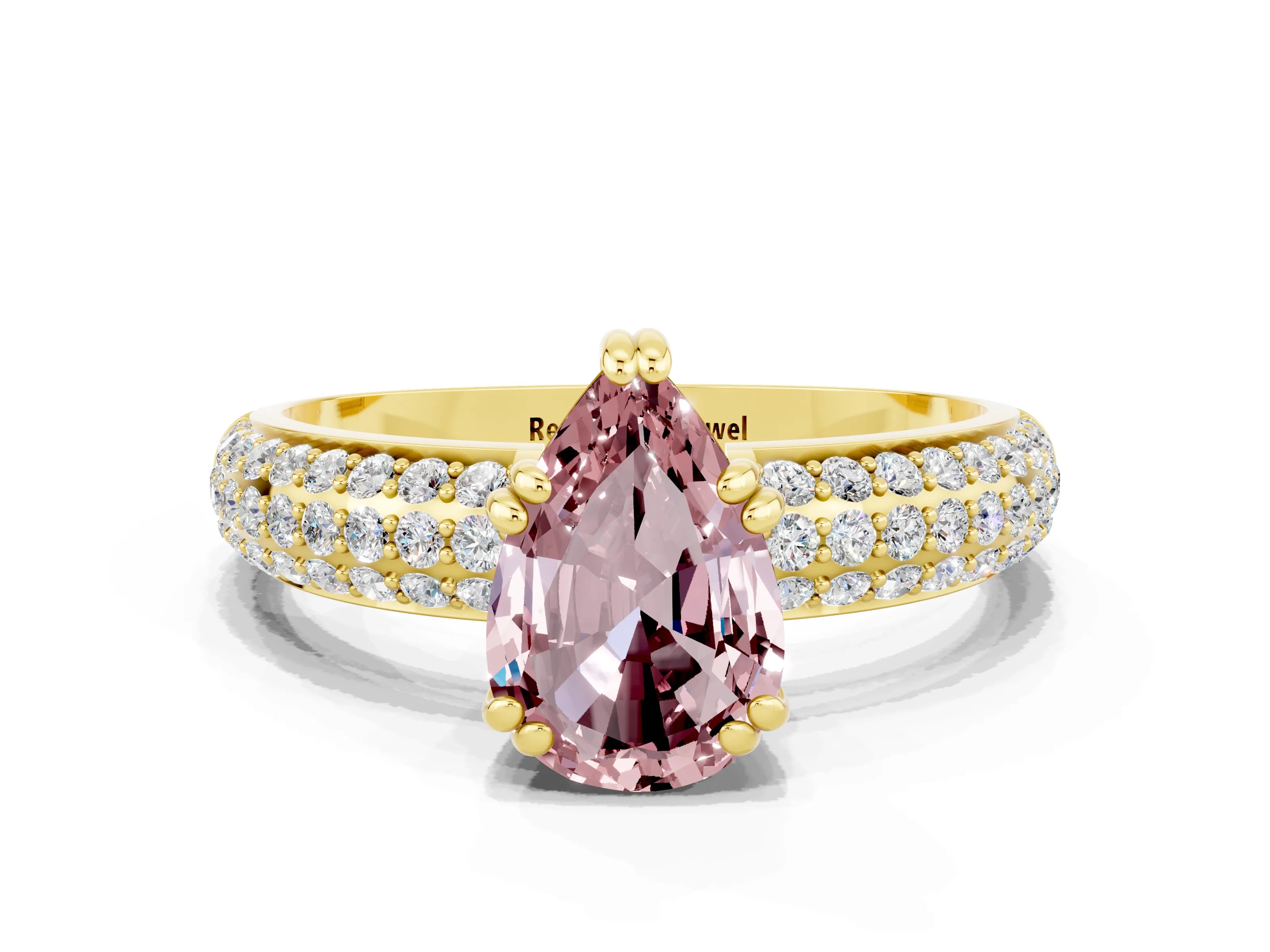 Yellow gold Pear Cut Cut Diamond Milgrain Marquise Band with Prong Setting