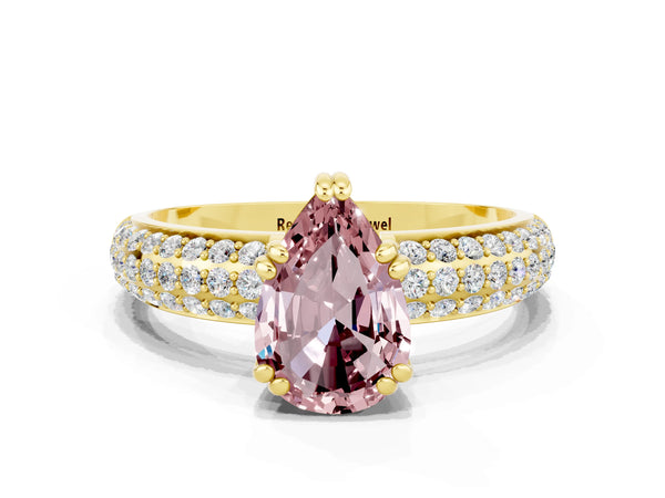 Yellow gold Pear Cut Cut Diamond Milgrain Marquise Band with Prong Setting