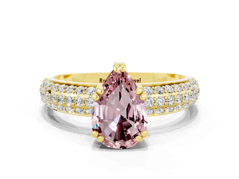 Yellow gold Pear Cut Cut Diamond Milgrain Marquise Band with Prong Setting