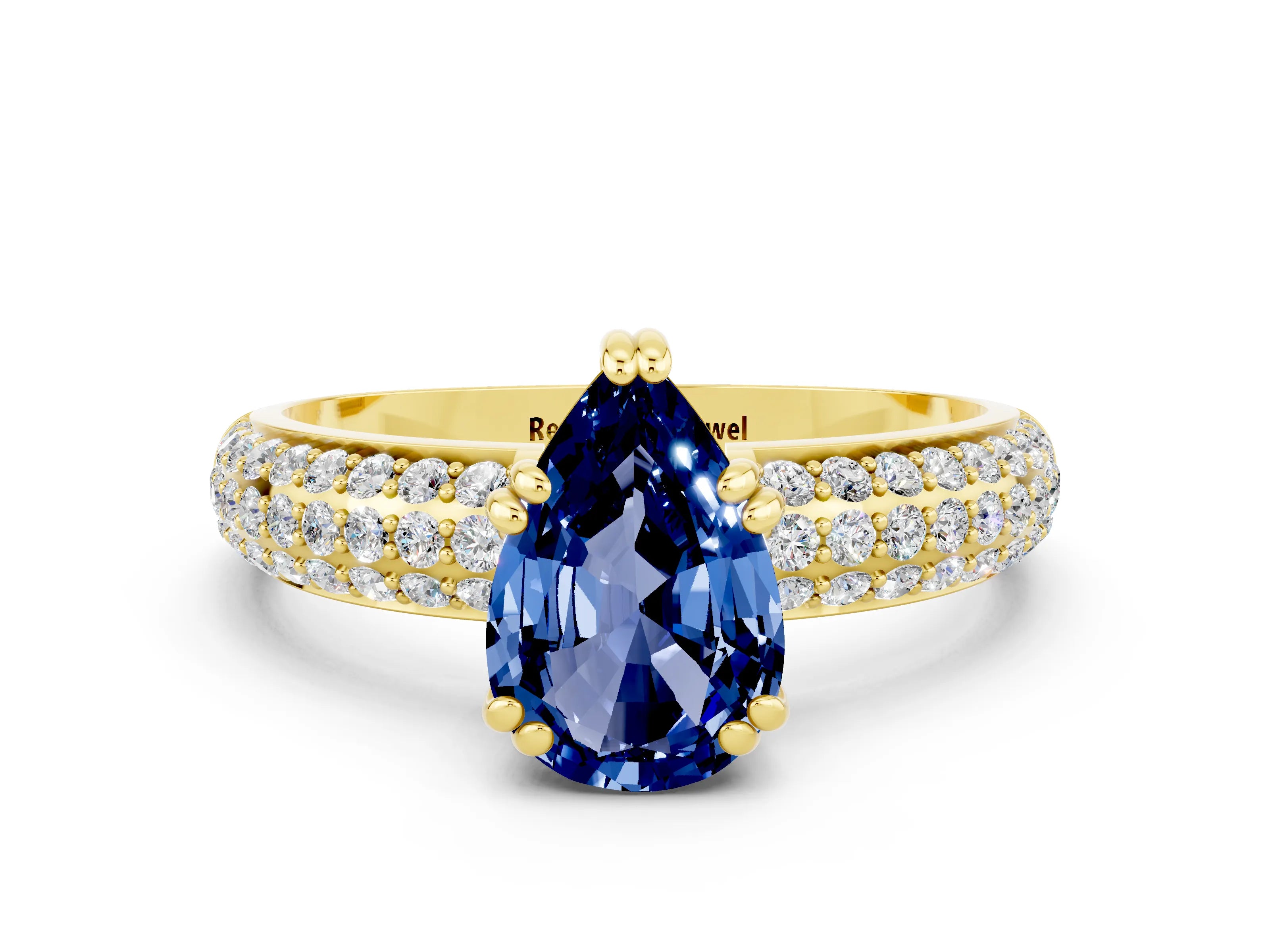 Yellow gold Pear Cut Cut Diamond Milgrain Marquise Band with Prong Setting