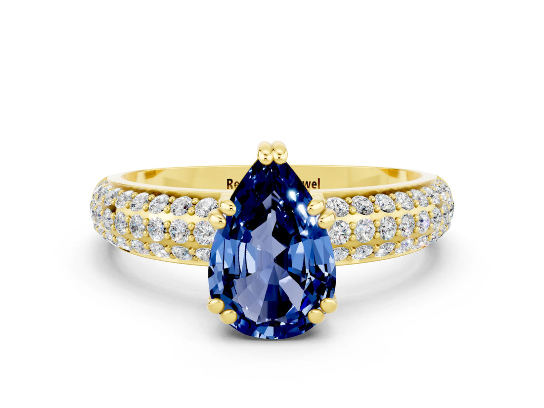 Yellow gold Pear Cut Cut Diamond Milgrain Marquise Band with Prong Setting