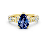 Yellow gold Pear Cut Cut Diamond Milgrain Marquise Band with Prong Setting