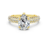 Yellow gold Pear Cut Cut Diamond Milgrain Marquise Band with Prong Setting