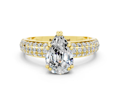 Yellow gold Pear Cut Cut Diamond Milgrain Marquise Band with Prong Setting
