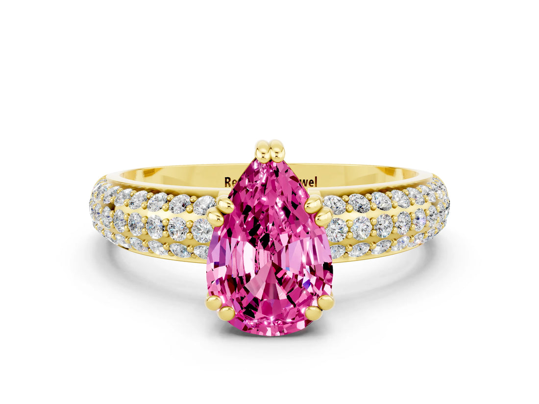 Yellow gold Pear Cut Cut Diamond Milgrain Marquise Band with Prong Setting