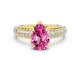 Yellow gold Pear Cut Cut Diamond Milgrain Marquise Band with Prong Setting