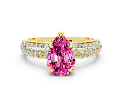 Yellow gold Pear Cut Cut Diamond Milgrain Marquise Band with Prong Setting