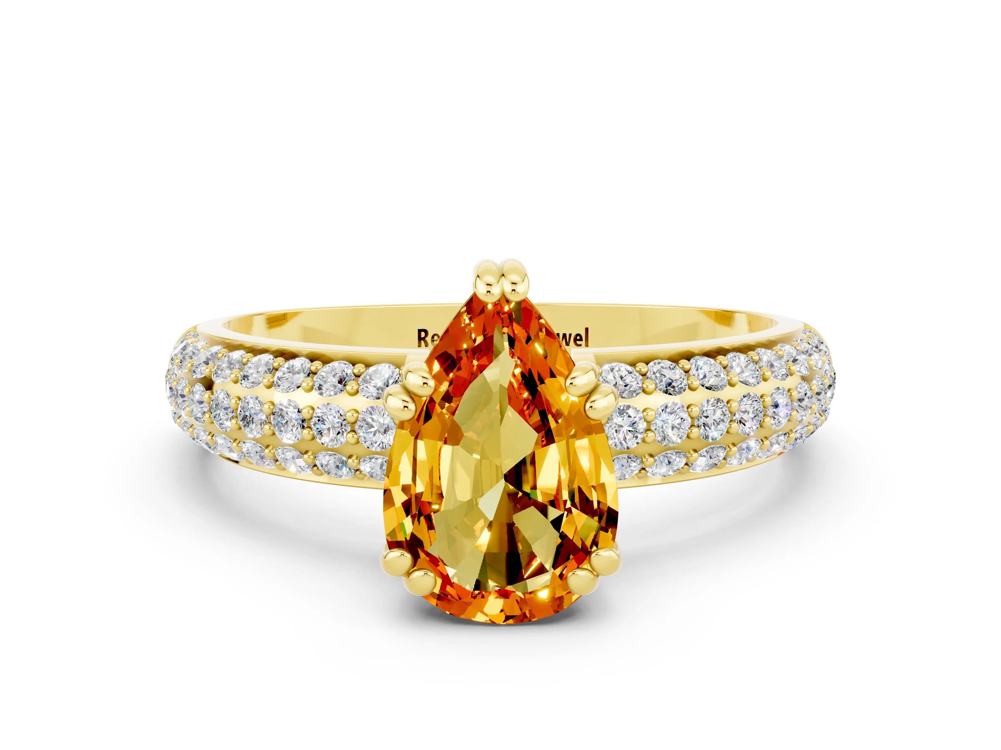Yellow gold Pear Cut Cut Diamond Milgrain Marquise Band with Prong Setting