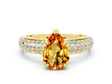 Yellow gold Pear Cut Cut Diamond Milgrain Marquise Band with Prong Setting