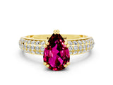 Yellow gold Pear Cut Cut Diamond Milgrain Marquise Band with Prong Setting