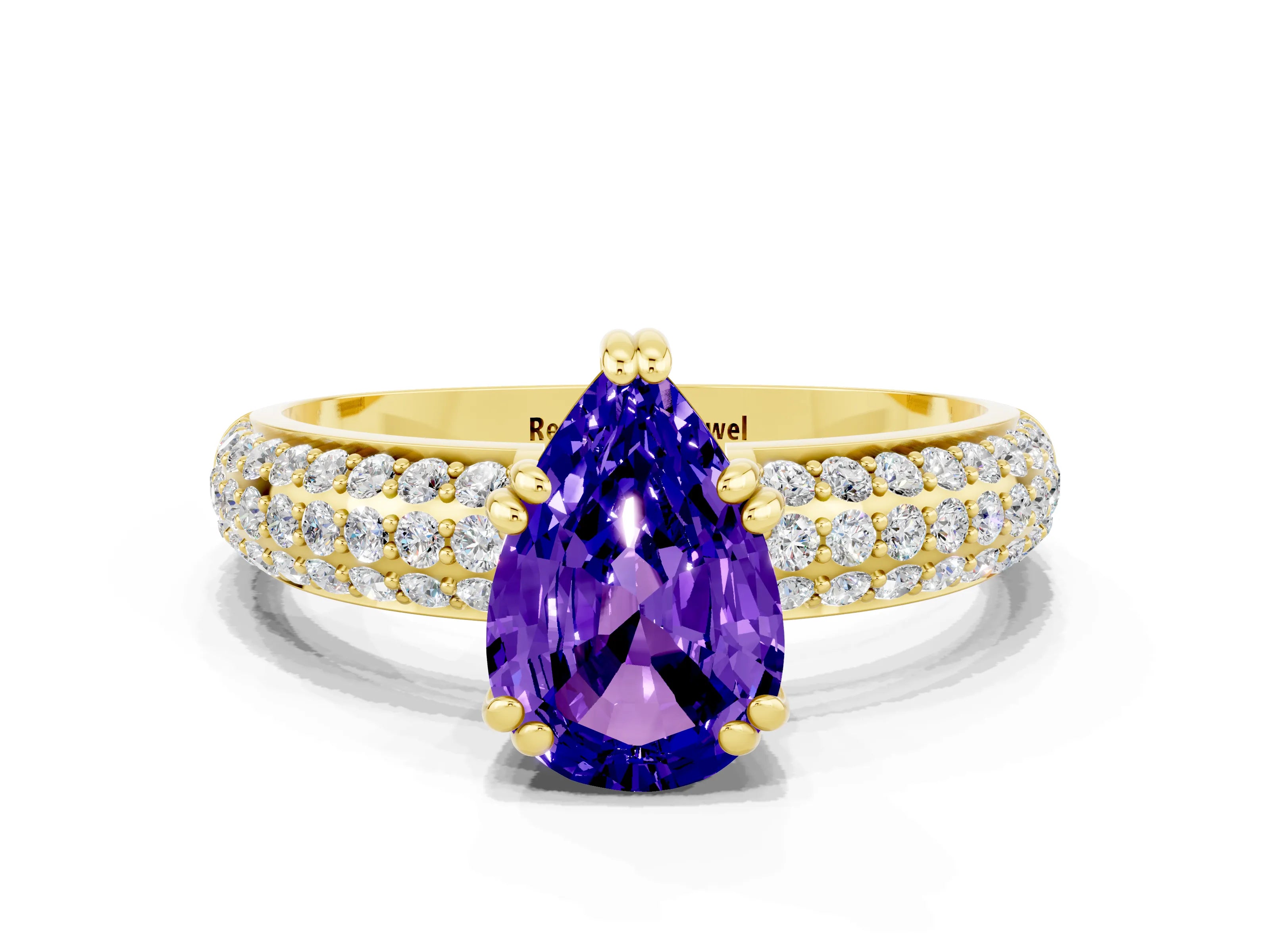 Yellow gold Pear Cut Cut Diamond Milgrain Marquise Band with Prong Setting