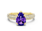 Yellow gold Pear Cut Cut Diamond Milgrain Marquise Band with Prong Setting