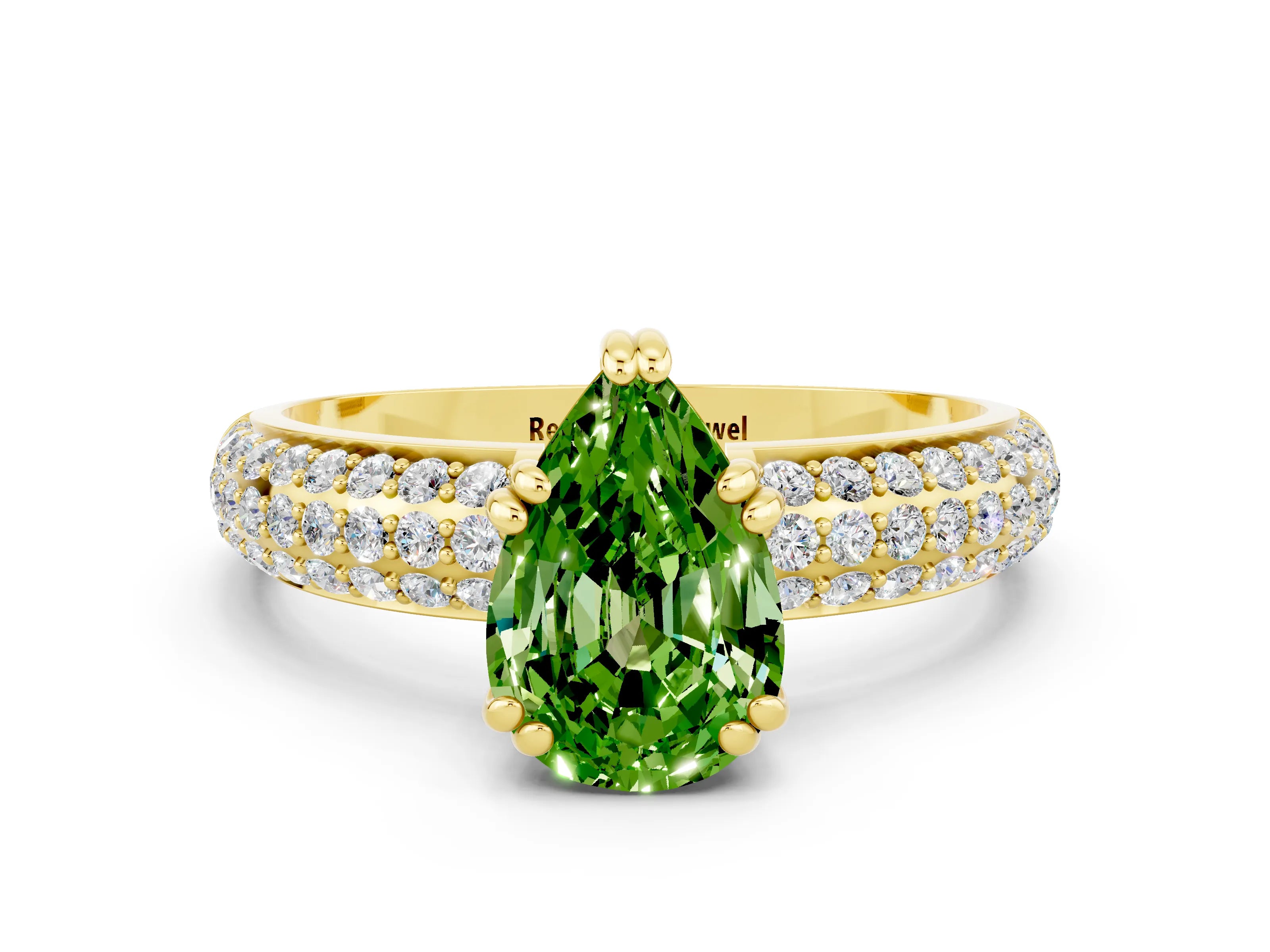 Yellow gold Pear Cut Cut Diamond Milgrain Marquise Band with Prong Setting