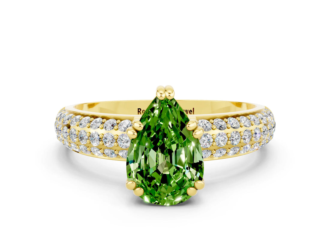 Yellow gold Pear Cut Cut Diamond Milgrain Marquise Band with Prong Setting