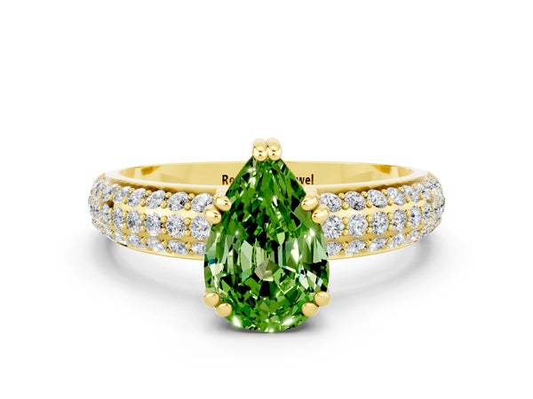 Yellow gold Pear Cut Cut Diamond Milgrain Marquise Band with Prong Setting