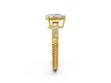 Yellow gold Pear Cut Cut Diamond Milgrain Pave Band Four-Prong Setting Ring_5