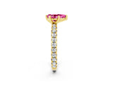 Yellow gold Pear Cut Cut Diamond Pavé Band with Four-Prong Setting_2